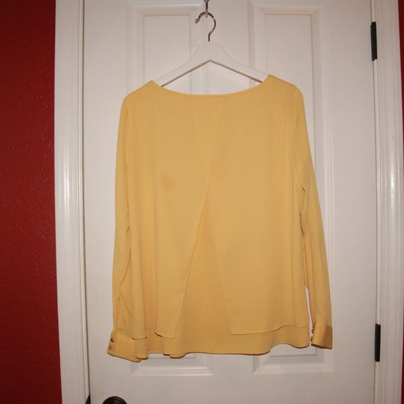 WHBM Maize Yellow Layered Split-Back Blouse sz 4 - Picture 6 of 13